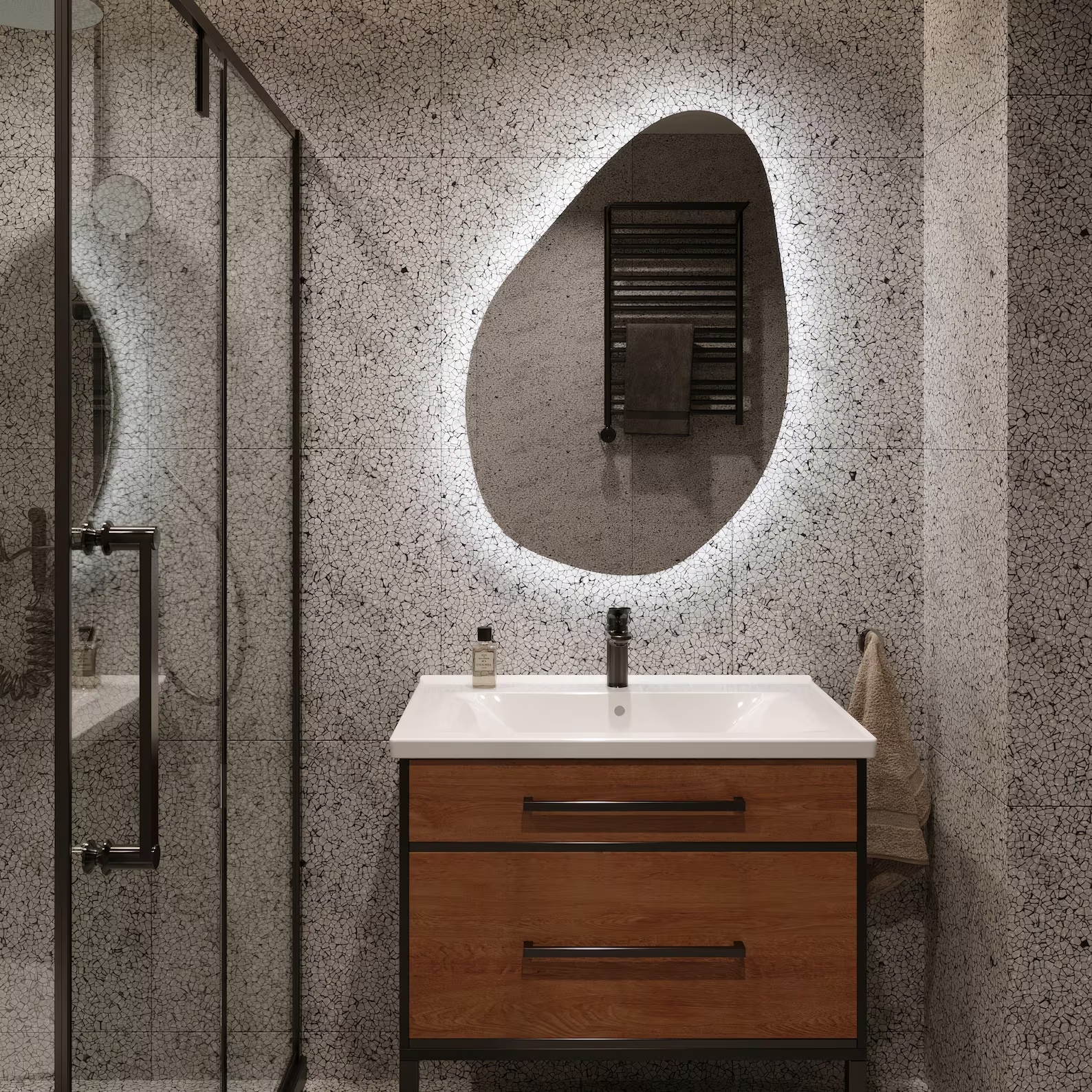 Aurora Led Asymmetrical Decorative Bathroom Mirror - Image 4