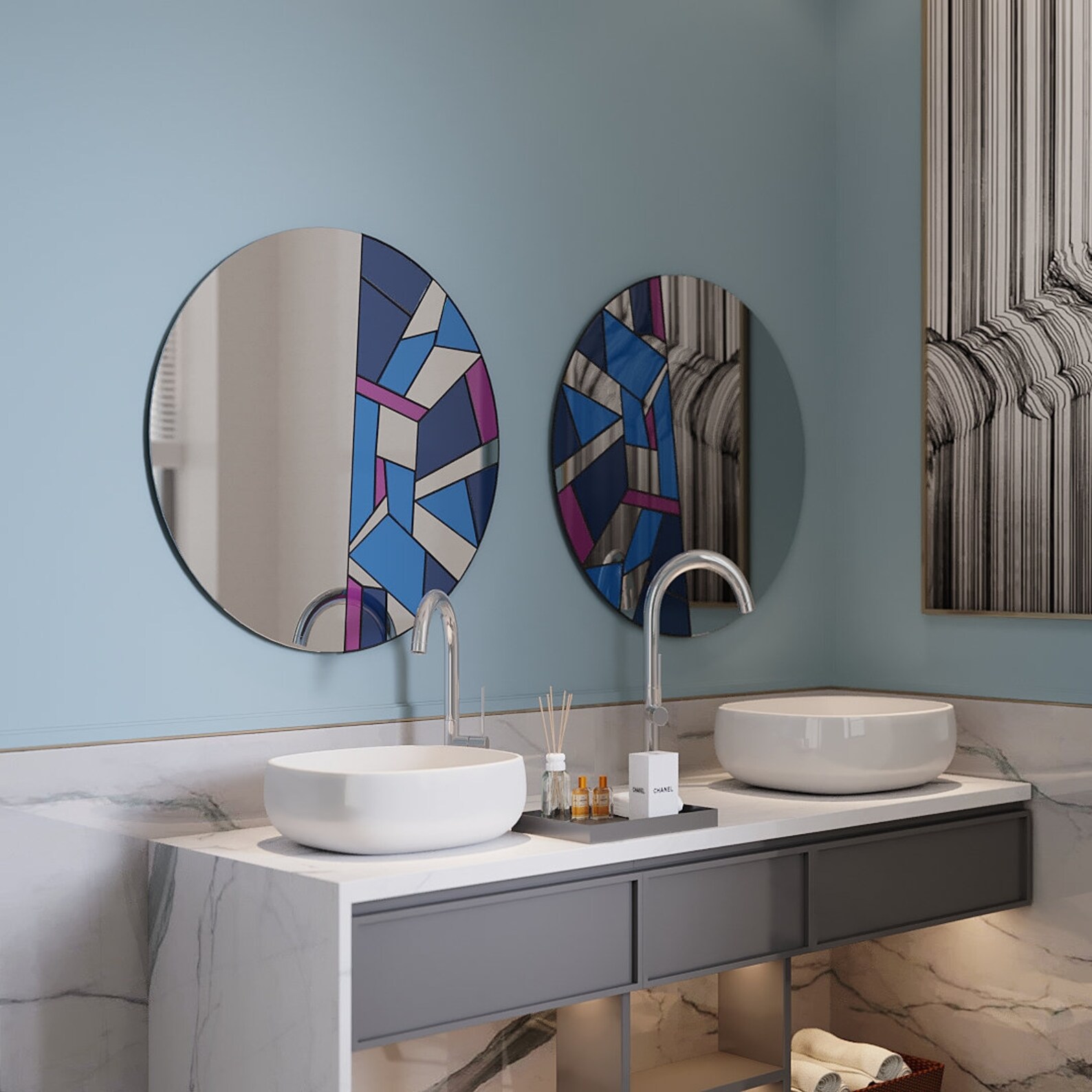 Noctis Round Decorative Stained Glass Mirrors - Image 3