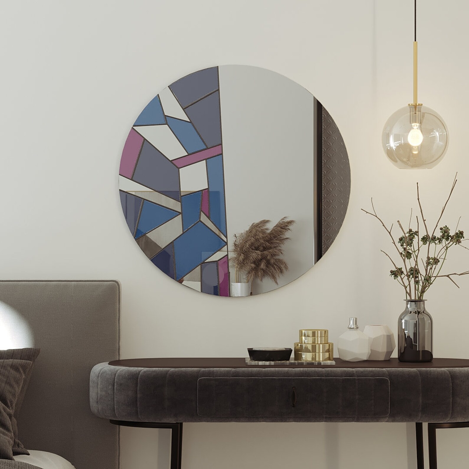 Noctis Round Decorative Stained Glass Mirrors