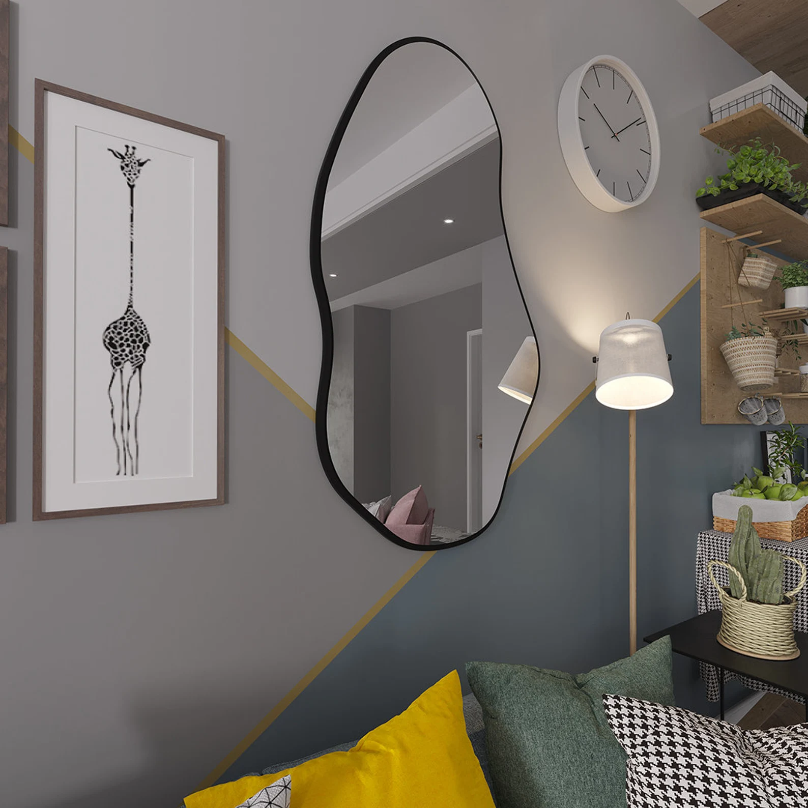 Archon Framed Asymmetric Decorative Mirror - Image 3