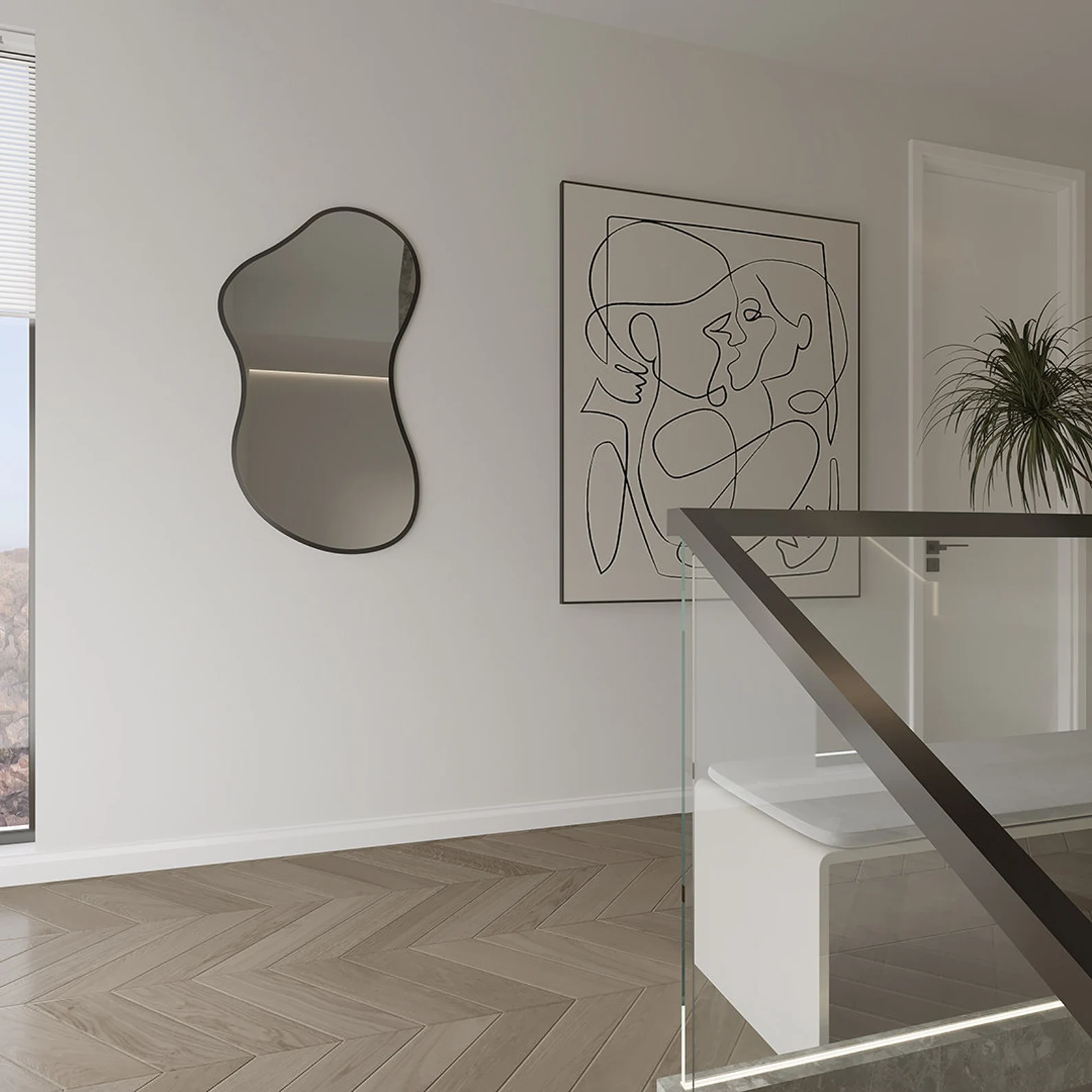 Lunaris Framed Asymmetric Decorative Mirror - Image 3