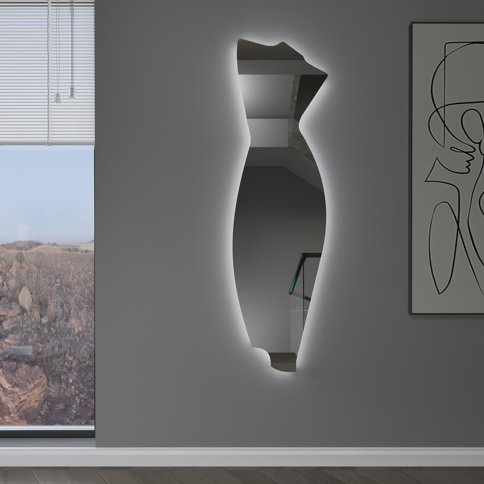 Lyra Led Asymmetrical Decorative Bathroom Mirror